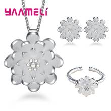 O envio gratuito de 925 prata esterlina flor de lótus pingente colar brincos anéis para mulher boucle d'oreille presente da dama de honra 2024 - compre barato