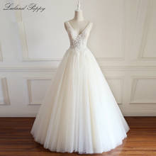 Elegant Women's A-line Wedding Dresses 2020 Sleeveless Vestido de novia V-neck Beaded Pleated Bridal Gowns Empire Waistline 2024 - buy cheap