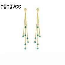 SWA-pendientes con borlas perforadas para mujer, joyería de moda, Glamour azul, cristal dorado, bohemio, regalo romántico de Navidad 2024 - compra barato