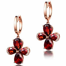 Bijou-pendientes colgantes de cristal rojo para mujer, aretes con piedras preciosas de Rubí, color oro rosa, joyería 2024 - compra barato