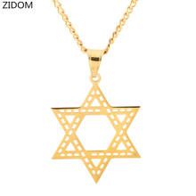 2018 hot sale Gold color Stainless Steel Hiphop hollow out Hexagram Pendant necklaces Men fashion Star of David necklace jewelry 2024 - buy cheap