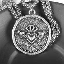 Irish Claddagh Necklace Medieval Coin Pendant Celtics Lovers Jewelry 2024 - buy cheap