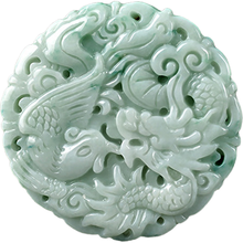 KYSZDL-Colgante de piedra natural para parejas, piedra verde tallada a mano de dragón phoenix, joyería de moda al por mayor 2024 - compra barato