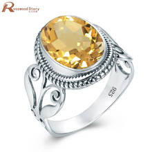 Redwood-anillos de citrino amarillo para mujer, anillo bohemio de Plata de Ley 925, Gema hecha A mano, joyería de compromiso de boda, enviar un regalo 2024 - compra barato