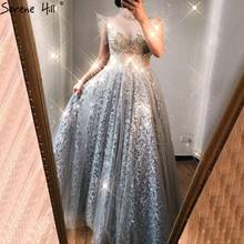 Serene Hill Silver A-Line Sparkle Evening Dress 2020 Dubai Sleeveless Beading Sexy Formal Party Wear Gown CLA70722 2024 - buy cheap