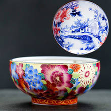 Taza de esmalte, juego de té antiguo de viento de corte, principal taza azul y blanca, taza de té, tazón de té grande, taza de té de cerámica antigua. 2024 - compra barato