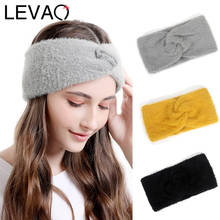 LEVAO Crossed Headband Artificial Marten Hair Band Women Girls Autumn Winter Hair Wrap Ladys Hair Accessories Knitted Headwear 2024 - buy cheap