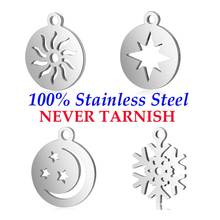 10 Pieces Sun Star Snowflake Moon Charm Wholesale 100% Stainless Steel AAAAA Quality Pendants Never Tarnish 2024 - buy cheap