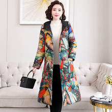 Women 2021 Autumn New Fashion Middle-aged Print Warm Jackets Female Mid-long Thicken Coats Ladies Slim Cotton-padded Parkas M626 2024 - buy cheap