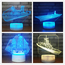 3d navio do mar modelo de vela ilusão luz da noite usb acrílico 7 mudança de cor lâmpada mesa usb presente criativo para amigo criança