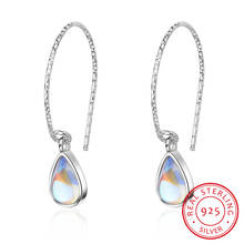 925 Sterling Silver Earrings with Moonstone Gemstone Water drop female Jewelry Wedding Party silver gift Wholesale 2024 - buy cheap