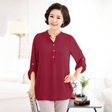 L-7XL oversized 2020  women chiffon shirt spring new plus size middle age mother long sleeve blouse top pullover DV486 2024 - buy cheap