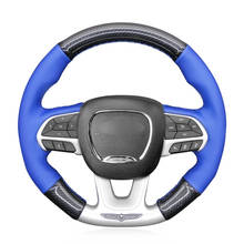 Capa de volante de carro em couro artificial, capa azul de fibra de carbono para dodge (trs) e challenger charger, 2013-2018, dodge durango 2024 - compre barato