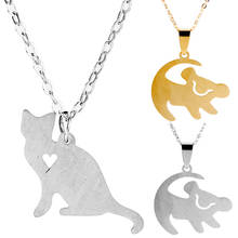 Модное ожерелье-цепочка до ключиц из нержавеющей стали ожерелья-подвески в виде собаки и кота женское ожерелье-чокер корейский ювелирный подарок для мужчин 2024 - купить недорого