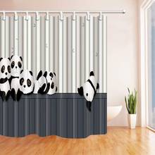 Cortina de banho de madeira, cortina de banho de panda com tecido de poliéster para banheiro, decoração fantástica 2024 - compre barato