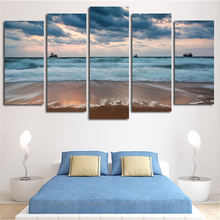 5 peças imagens modulares a parede arte pintura em tela mar praia paisagem cartaz de impressão moderna sala de estar decoração de casa 2024 - compre barato