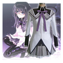 Disfraz de Puella Magi Madoka mágica Akemi Homura para mujer, traje de combate, uniforme escolar, peluca de Anime, pelo, fiesta de Halloween 2024 - compra barato