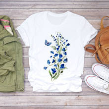 Camiseta Harajuku para mujer, Camiseta con estampado de flores, Tops de manga corta, camisetas para mujer, camiseta de estética, camisetas para mujer 2024 - compra barato