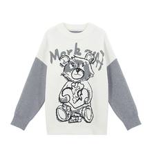 2020 Sweaters Women Korean Style Cartoon Teddy Bear Pattern Knitted Sweater Autumn O-neck Casual Oversize Pullover Jumper 2024 - buy cheap