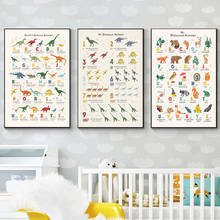 Плакат с алфавитом для детской спальни, с изображением динозавра, модульная Картина на холсте, Hd-печать, домашний декор 2024 - купить недорого