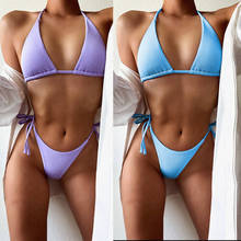Novo biquíni sexy de cintura baixa com bandagem, biquíni para nadar, traje de banho feminino 2024 - compre barato