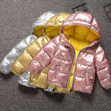 Abrigo acolchado de algodón con plumas plateadas para niños y niñas, chaqueta acolchada con capucha dorada para otoño e invierno, B297 2024 - compra barato