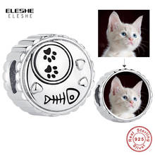 Authentic 925 Sterling Silver Charm Beads Pet Paw Custom Photo Round Charm Fit Original Bracelet Bead DIY Jewelry Christmas Gift 2024 - buy cheap