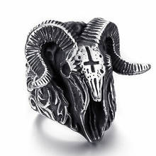 Steampunk Punk Gothic Satanic Demon Sorath Skull Ring Men Stainless Steel Biker Ring Baphomet Jewelry Anel Masculin Gift OSR507 2024 - buy cheap