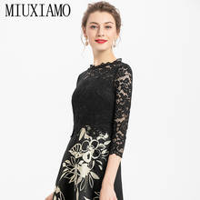 MIUXIMAO-vestido de encaje con diseño de pasarela para mujer, ropa informal con bordado de flores, elegante, Vintage, ajustado, 2020 2024 - compra barato