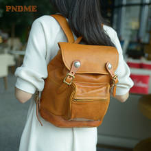 PNDME high quality luxury genuine leather ladies small backpack designer fashion vintage cowhide travel cute women's bagpack new 2024 - buy cheap