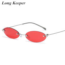 Vintage Rimless Sunglasses Women Small Oval Sun Glasses Men Fashion Eyewear Clear Red Lens Shades UV400 lunette de soleil femme 2024 - buy cheap