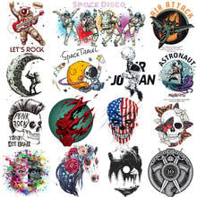 Punk Skull Patches Iron On Transfers Astronaut Space Heat Transfers UFO Patches For Clothes Thermal Transfer Vinyl Iron Stickers 2024 - buy cheap