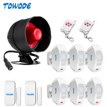 Towode-sistema de alarme residencial atualizado, segurança residencial, 110 db, alto controle remoto sem fio, sirene, buzina, braço, burglar 2024 - compre barato