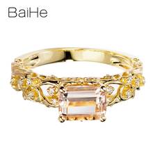 BAIHE Solid 14K Yellow Gold Morganite Ring Natural Diamonds Wedding Band Trendy Fine Jewelry Making Ring Women кольца кольцo 2024 - buy cheap
