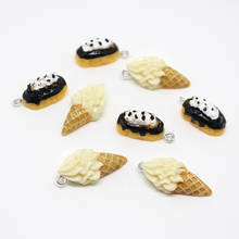 10 Uds. De pendientes de resina de helado de pastel de simulación Kawaii, dijes 3D, Mini artesanías, colgantes de collar, accesorios de joyería 2024 - compra barato