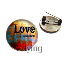 Zdying-broche de vidrio de 20mm, broche redondo de bronce antiguo con citas del versículo bíbico, cabujón de vidrio, el amor, alfileres de joyería L010 2024 - compra barato