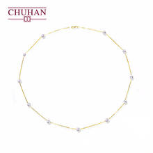 CHUHAN 18K Yellow Gold Natural Freshwater Pearl Necklace Real AU750 High gloss Fine Jewelry Gift Bridal Necklace Wholesale 2024 - buy cheap