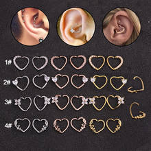 1PC Heart Nose Ring Cz Nose Hoop Helix Cartilage Earring Daith Snug Rook Tragus Ring Ear Piercing Jewelry 2024 - buy cheap