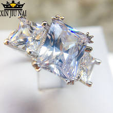 Wedding Crystal Silver Color Rings Square Engagement Gold Color Cubic Zircon Ring Fashion New Brand Bijoux For Women Jewelry 2024 - buy cheap