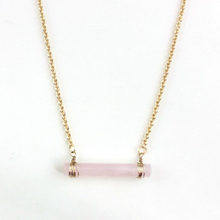 Light Yellow Gold Color Wire Wrap Cylinder Natural Rose Pink Quartz Pendant Link Chain Necklace Fashion Jewelry 2024 - buy cheap