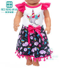 Одежда для куклы, размер 43 см, детская игрушка, кукла для новорожденных, 45 см, американская кукла, модное платье с единорогом 2024 - купить недорого