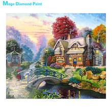 Pintura de diamante 5D DIY para decoración del hogar, mosaico bordado de punto de cruz con paisaje de casa, puente de piedra, Nouveaute completo, bricolaje 2024 - compra barato