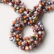 5-6mm Natural Freshwater Pearls Colorful Flat Round Loose Punch Baroque Beads For Jewelry Making DIY Women Necklace Bracelets 2024 - buy cheap
