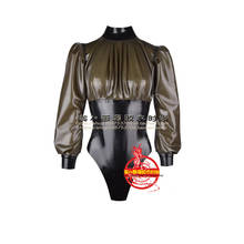 Transparent Black Latex Fetish Swimwear Bodysuits Ruffle Design with Back Zipper 2024 - buy cheap