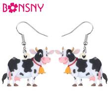 Bonsny brincos acrílicos de sino de vaca, bovinos, animais de fazenda, ornamentos de joias para meninas, adolescentes e crianças, presente 2024 - compre barato