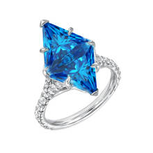 Hainon Large Square Sky Blue Zircon Silver Color Rings for Women Crystal Geometric Ring Fashion Jewelry Bague Bijoux Femme 2024 - buy cheap