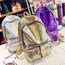 Aosbos 2020 Women Casual Holographic Backpack Men Hologram Laser Backpack Bag Solid School Backpacks for Teenage Girls 2020 2024 - buy cheap