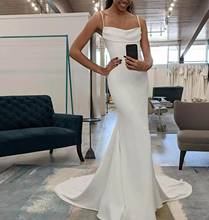Sexy Long Cowel Neckline Mermaid Wedding Dresses Spagehtti Straps Floor Length Zipper Back Satin Bridal Gowns for Women 2024 - buy cheap