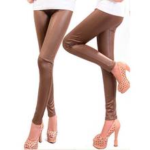 Women Winter Faux Leather Leggings Solid Color Fitness Lady Pants New Sexy Fashion Wholesale Spring High Waist Leggings 2024 - buy cheap