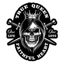 CustomizableQueen Skull Retro Female Knight True Queen Lifetime Love Car Motorcycle PVC Decal 2024 - buy cheap